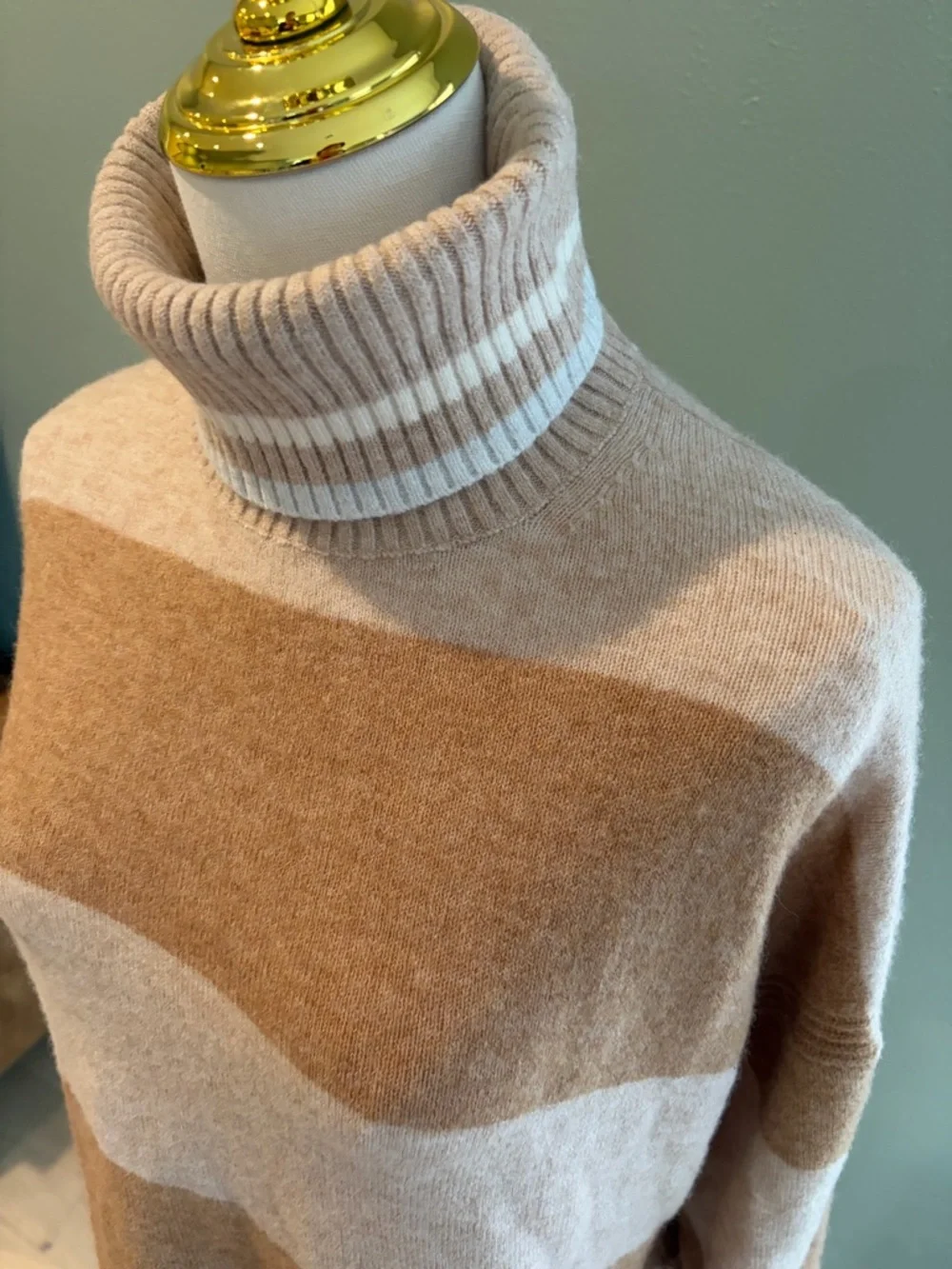 J.Crew Striped turtleneck sweater in Supersoft yarn - beige stripe XS